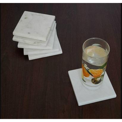 Set of 6 Marble Coaster, wine coaster, stone coaster, gifts, Kitchen decor, Home decor square coaster